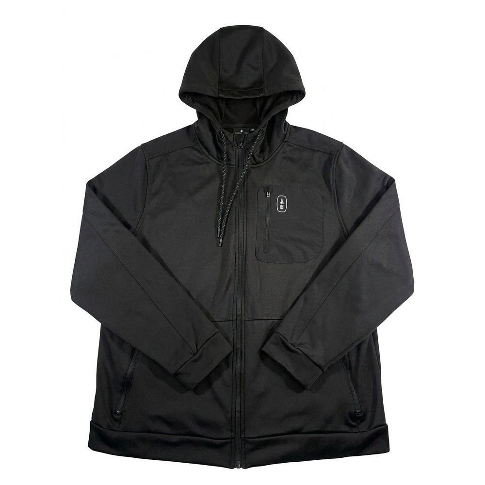 Bass Outdoor Black Full-Zip Fleece Lined Hoodie Men's XL Softshell Jacket Sport